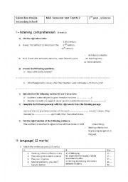 English Worksheet: mid- semester test 2  2nd year