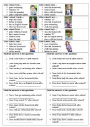 English Worksheet: After school activities (speaking practice)