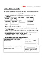 English Worksheet: Living Beyond Limits