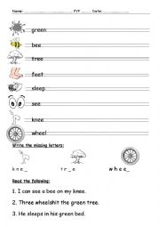 English Worksheet: Long e 