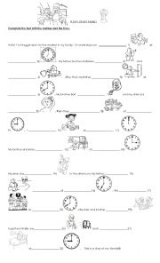English Worksheet: A Day of my family