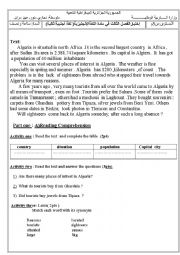 English Worksheet: my lovely country Algeria