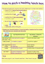 English Worksheet: Healthy Lunch Box