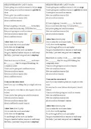 English Worksheet: Song Million Reasons