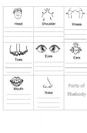 English Worksheet: Parts of the body song writing