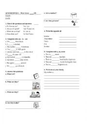 English Worksheet: Quiz Personal information - verb to be. 