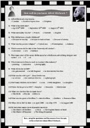 English Worksheet: How well do you know about Alfred Hitchcock?