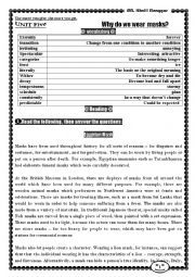 English Worksheet: Egyptian Masks