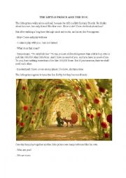 English Worksheet: THE LITTLE PRINCE AND THE FOX