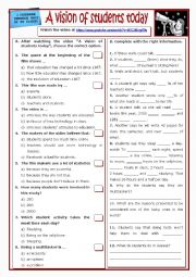 English Worksheet: A vision of students today