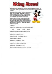 English Worksheet: Mickey Mouse reading and comprehension questions. With how to draw and easter coloring. Disney