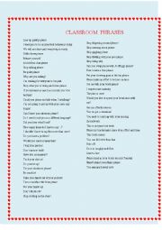 English Worksheet: classroom phrases