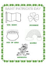 Saint Patricks Day coloring and pictionary