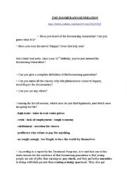 English Worksheet: The Boomrang Generation