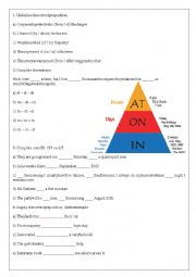 English Worksheet: Prepositions IN, ON , AT.