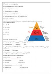 Prepositions IN, ON , AT.