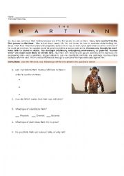 The Martian film worksheet