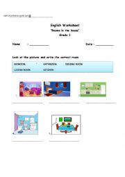 English Worksheet: Rooms in The House