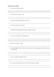 English Worksheet: QUIZ TV SERIES FRIENDS Episode 1 Season 1