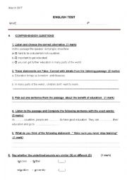 English Worksheet: mid-semester 2 test Bac 