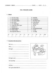 English Worksheet: Treasure Island Test