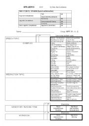 English Worksheet: SPEAKING EXAM EVALUATION SHEET