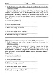 Question words practice worksheet