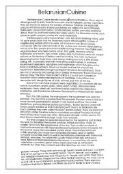 English Worksheet: Belarusian Cuisine