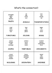 English Worksheet: What is the connection ?