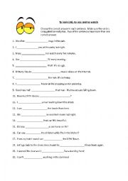 English Worksheet: See, wath and Look at