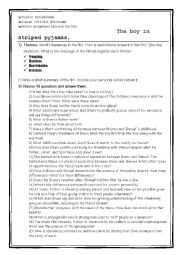 English Worksheet: The boy in strpped pijamas. 