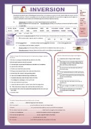 English Worksheet: INVERSION STRUCTURES