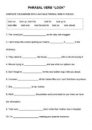 English Worksheet: Phrasal verbs