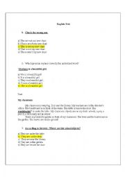 English Worksheet: 6th grade Mid Term Test  With Answers