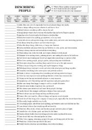 English Worksheet: Describing peoples personality: Adjectives