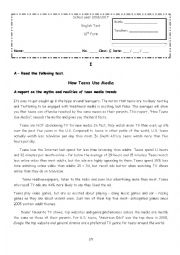 How Teens Use Media - 10th form test