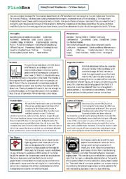 English Worksheet: Strength and Weakness Adjectives - TV - Exercise and debate