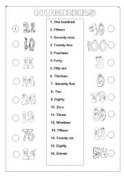 English Worksheet: Numbers from 0 to 100