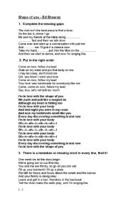 English Worksheet: Shape of you - Ed Sheeran