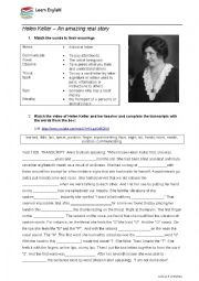 Helen Keller Video and Listenig Activity