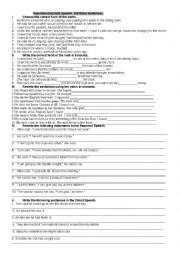 English Worksheet: Reported Speech. Narrative Sentences. Commands