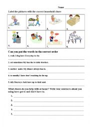 English Worksheet: Chores quiz