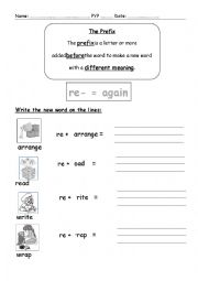 English Worksheet: Prefixes re- and un-