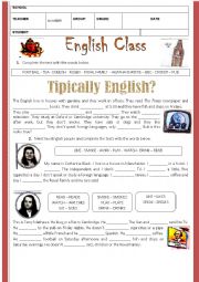 English Worksheet: Britain People Habits