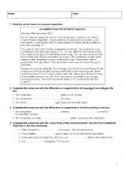 English Worksheet: Test Sport Weather Future