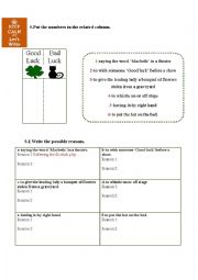 English Worksheet: Writing activity about superstitions