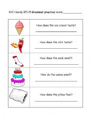 English Worksheet: It smells / It feels/ It tastes