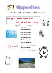 English Worksheet: Opposites