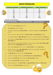 English Worksheet: pronouns mixed