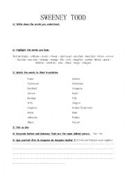 English Worksheet: Sweeney Todd Listenning Comprehension